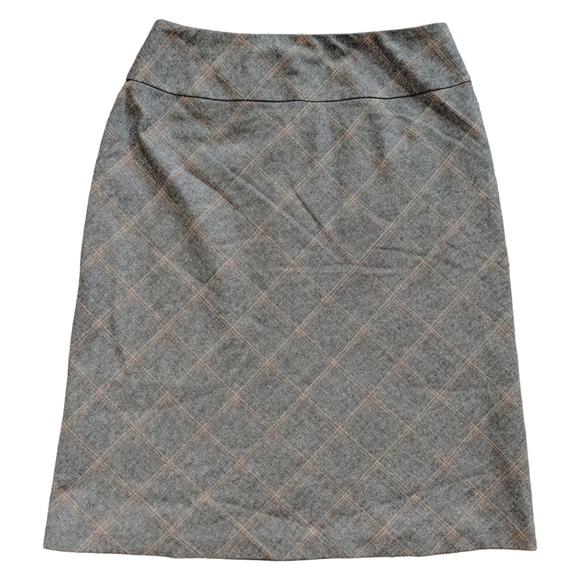 Crossing Pointe Dresses & Skirts - Crossing Pointe Vintage Gray Orange Plaid A-Line Pencil Mini Skirt Size 6